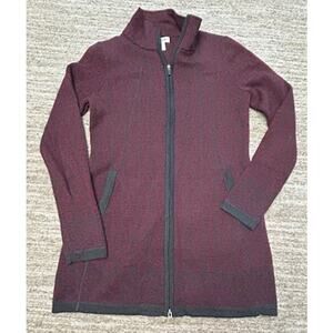 Artisan NY Womens Long Full Double Zipper Long Purple Gray Cardigan Size  XS